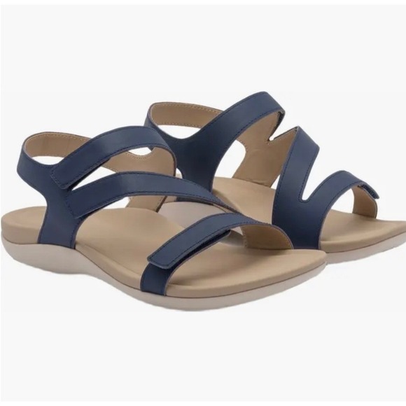 ABEO Oasis Strap 3101 Womens Navy Blue Leather Comfort Sandals Size 8.5 - Picture 4 of 10